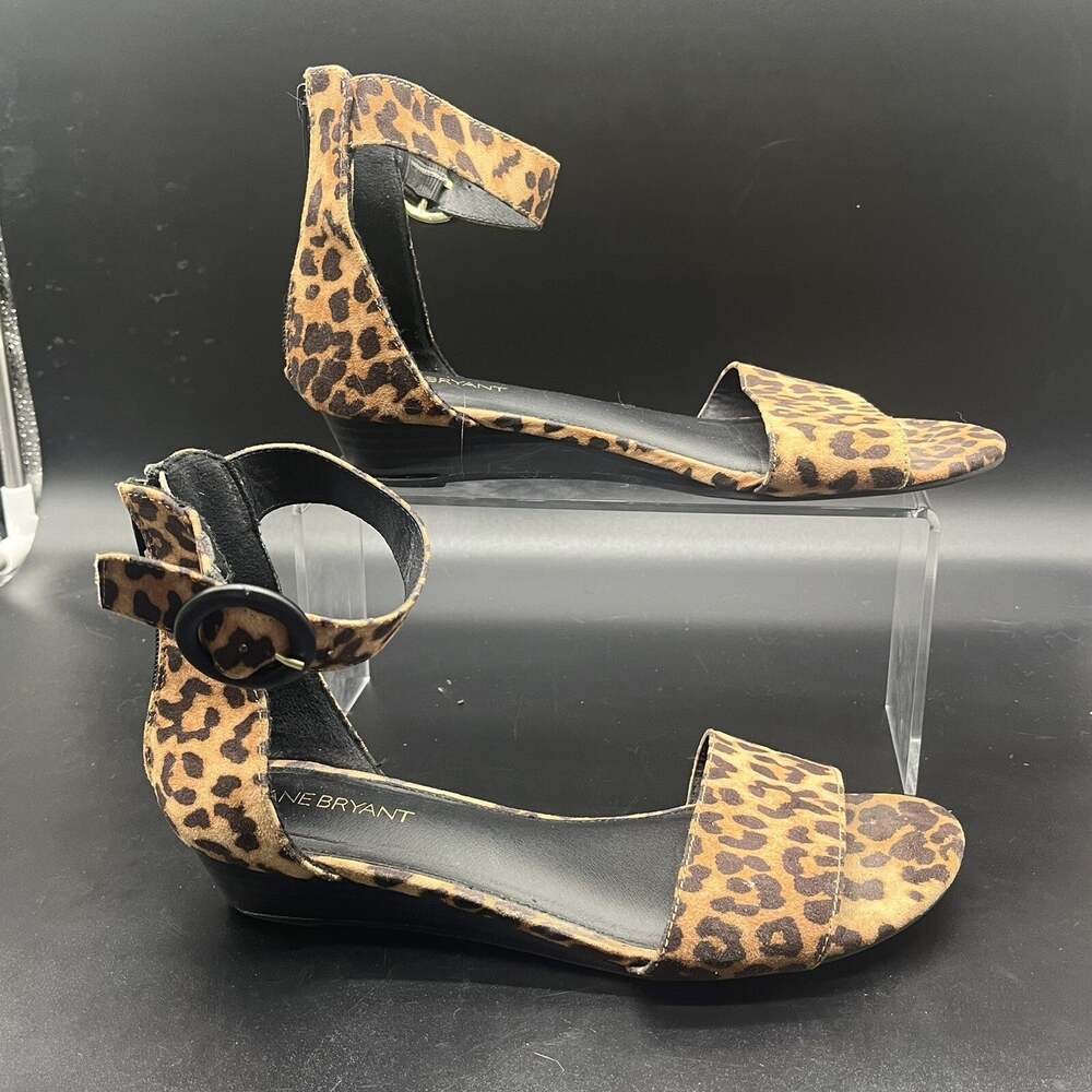 Lane Bryant leopard print ankle strap sandals womens 8